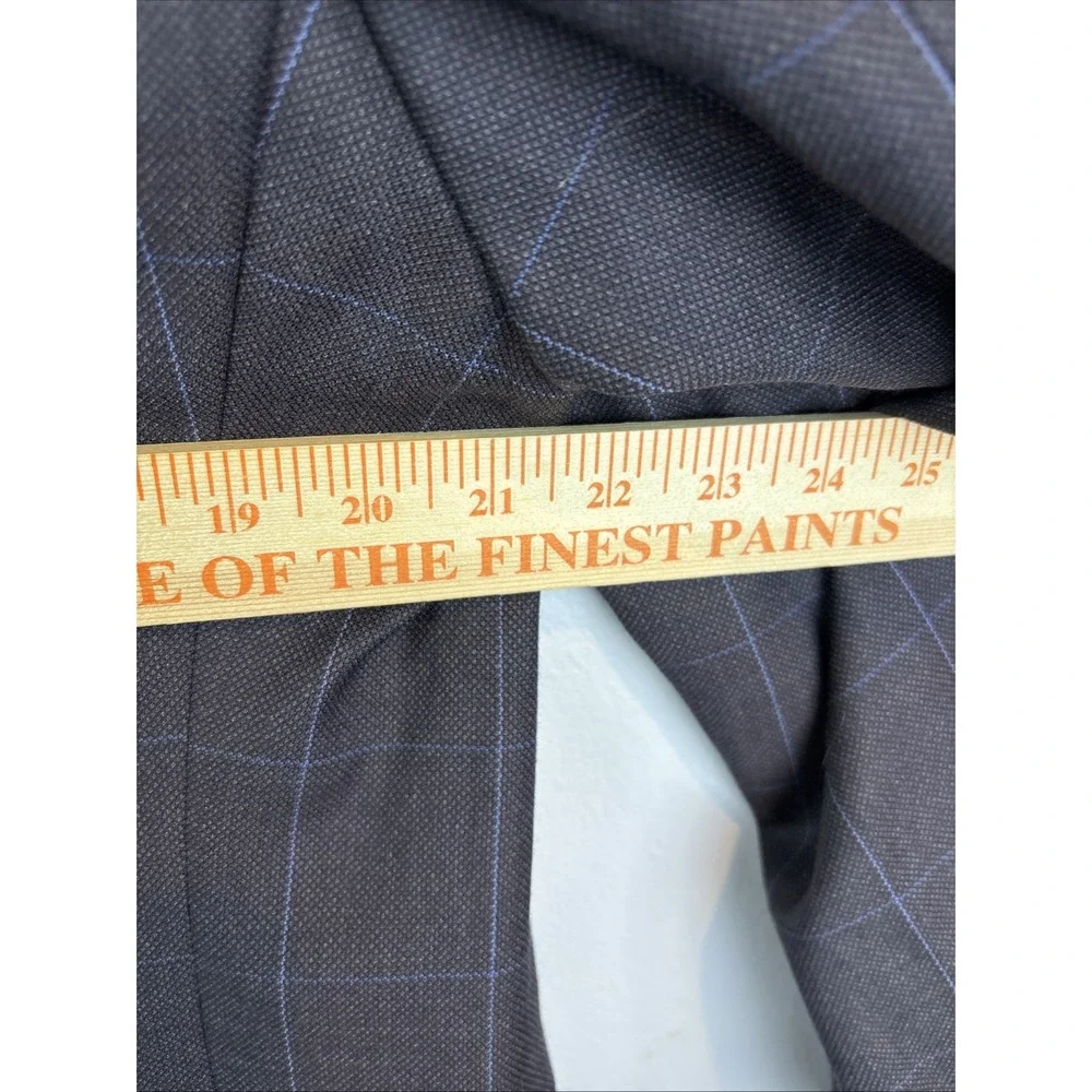 Tallia‎ Mens 100% Wool Sport Coat Blazer Jacket Two Button Brown 44R Windowpane